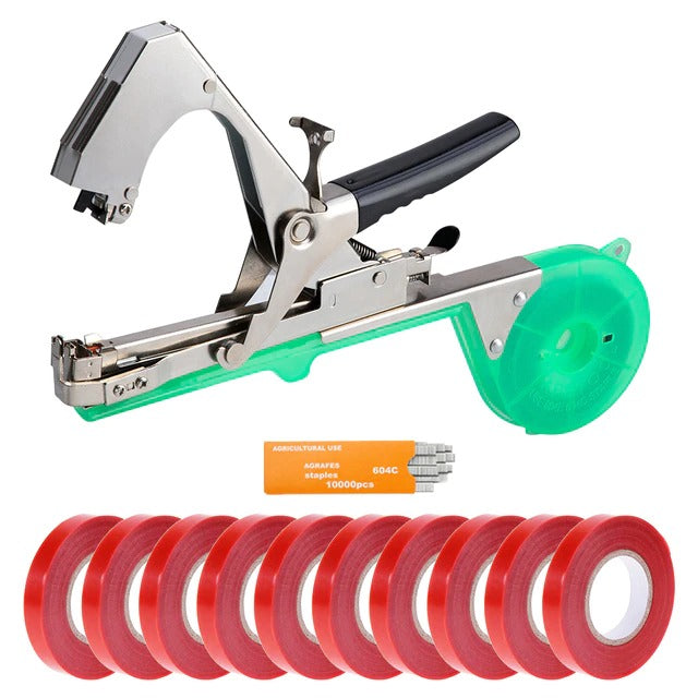 Plant tying tool for garden and greenhouse – compact handheld device