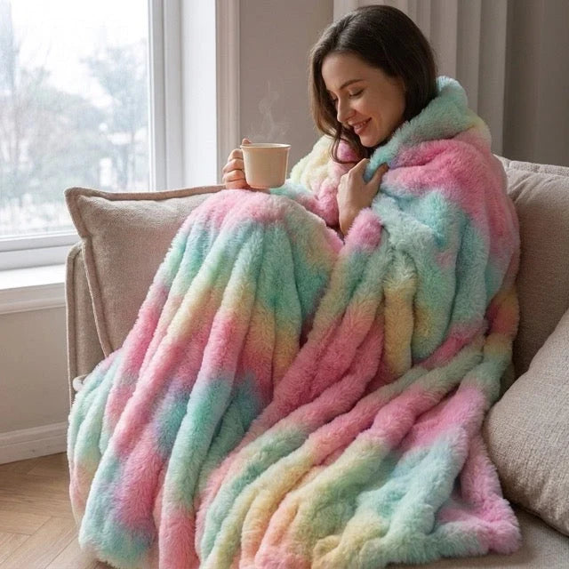 Kunstfell Kuscheldecke in Kaninchenfelloptik – weich und warm