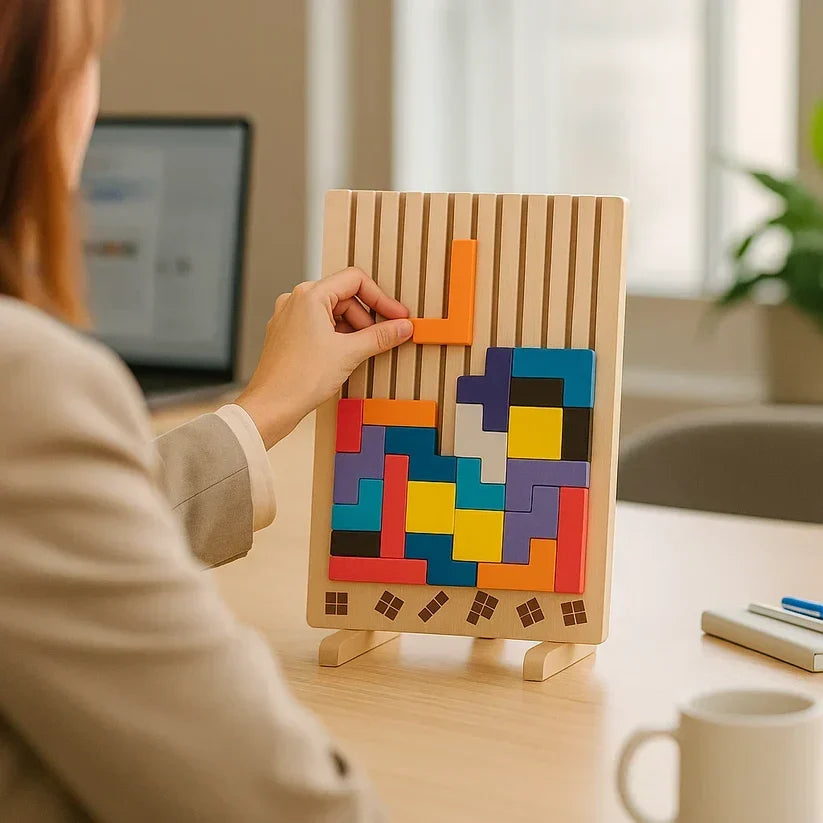 Tetris Puzzle für den Schreibtisch mit Musterkarten
