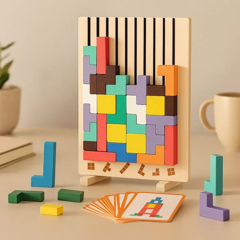 Tetris Puzzle für den Schreibtisch mit Musterkarten