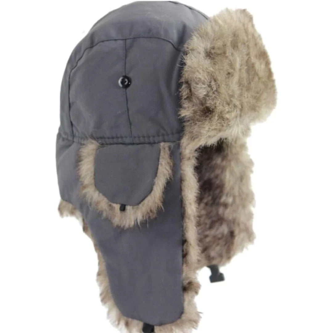 Trapper hat with faux fur lining - windproof and water-repellent