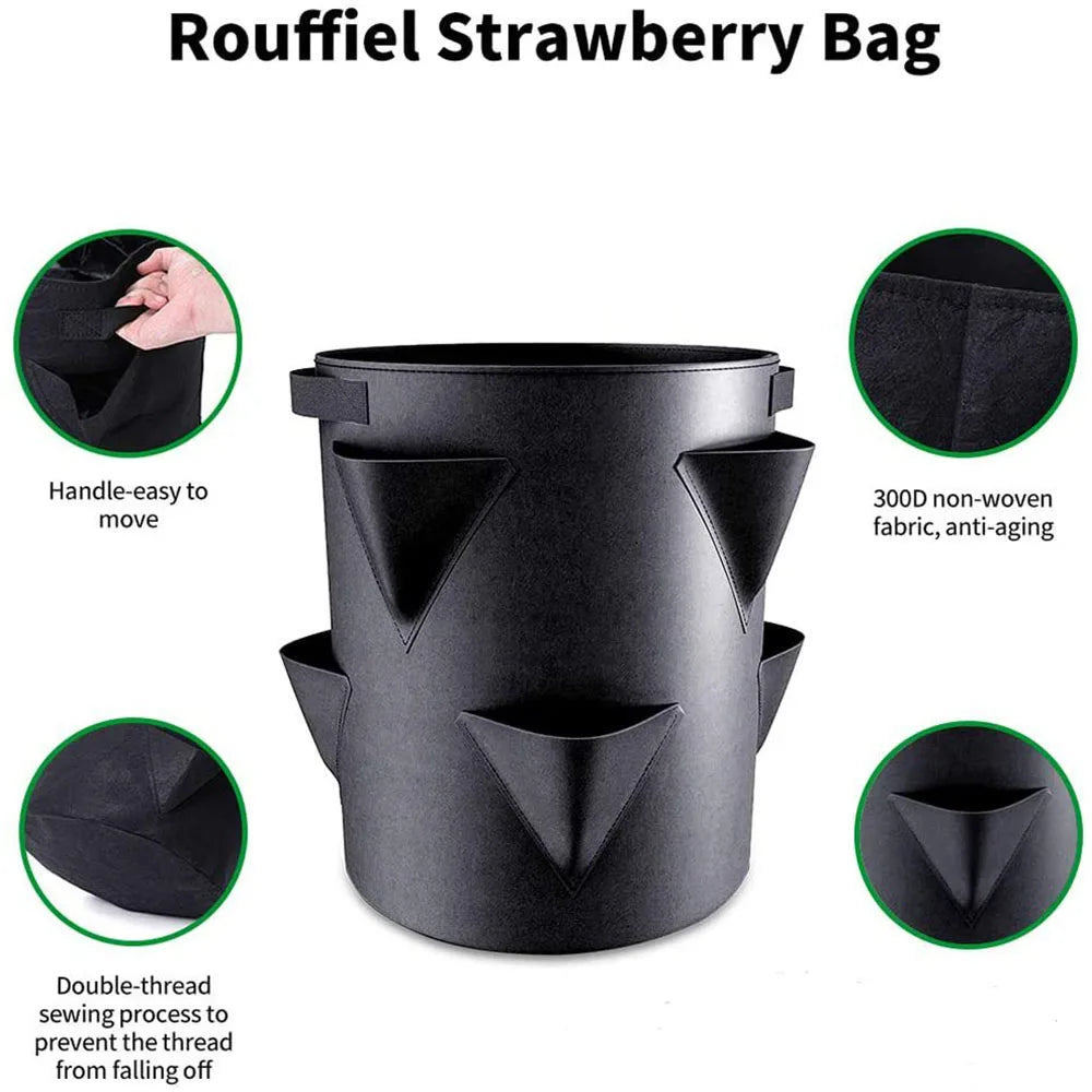 Atmungsaktive Pflanztasche aus Filz für Erdbeeren und Kräuter