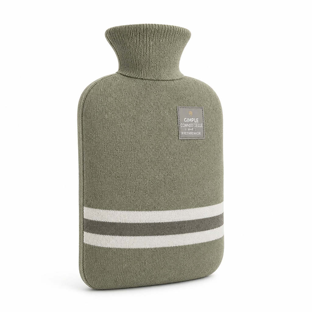 1-liter hot water bottle with knitted cover – soothing warmth for hours