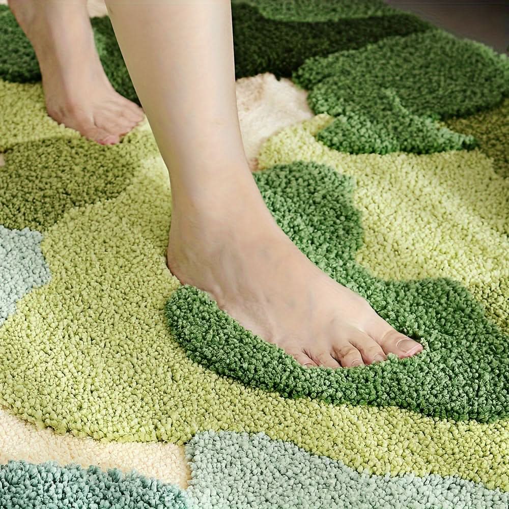 Absorbent bath mat with floral pattern - non-slip & soft
