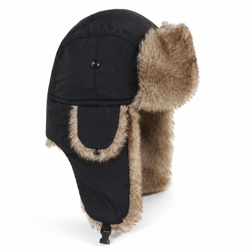 Trapper hat with faux fur lining - windproof and water-repellent
