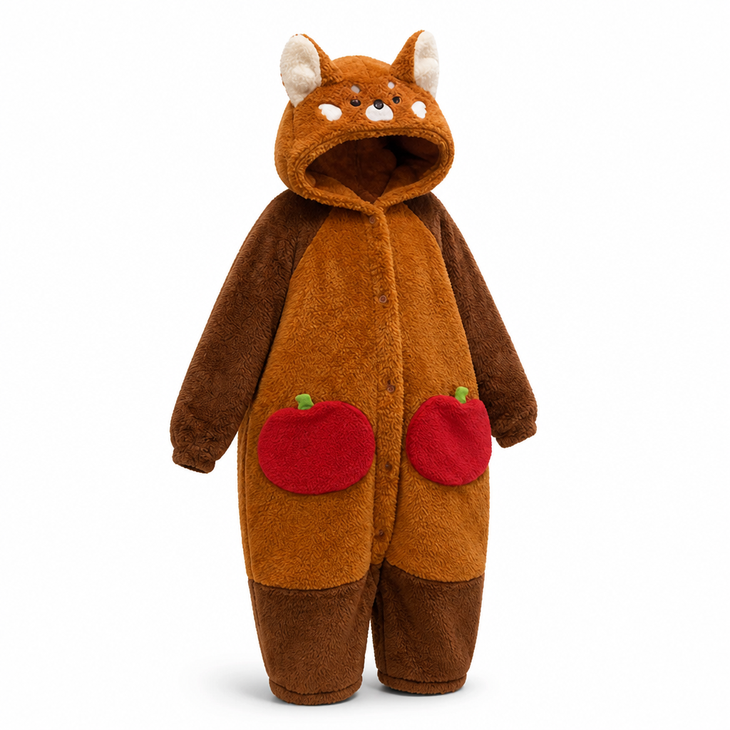 Cozy hooded bathrobe with detachable tail made of polyester