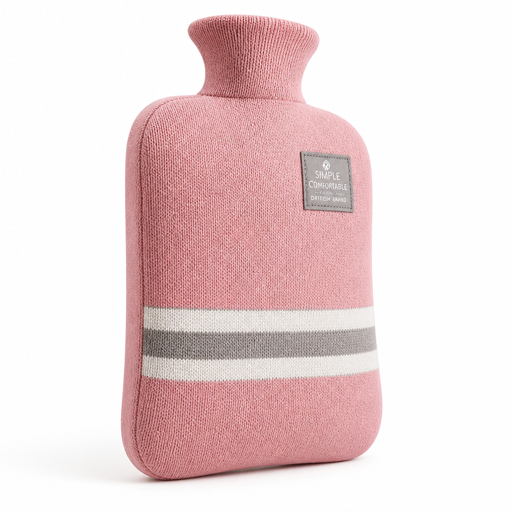 1-liter hot water bottle with knitted cover – soothing warmth for hours