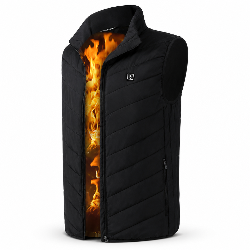 Heated vest with 9 heating zones – USB-powered, windproof and water-repellent