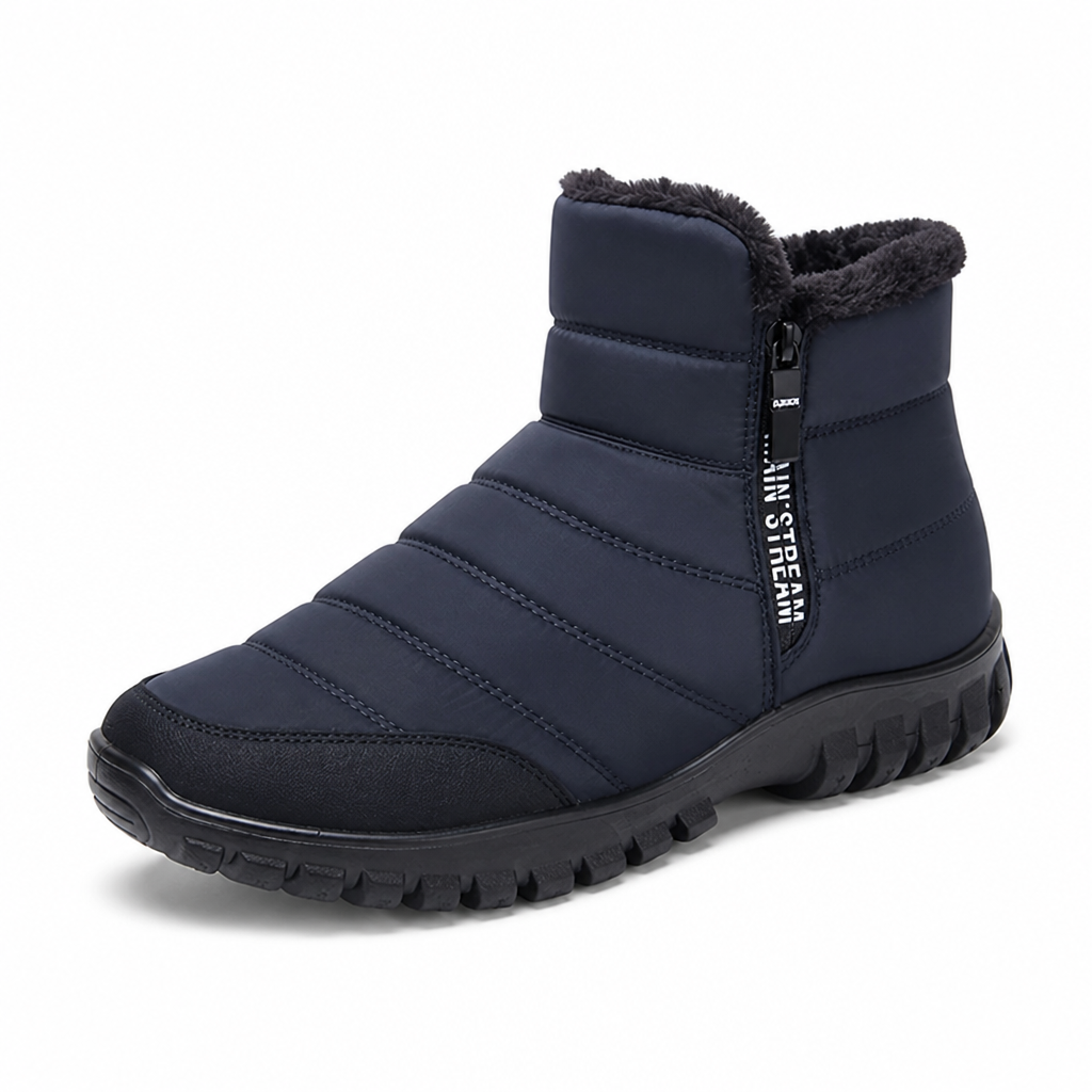 Waterproof winter ankle boots with platform sole and zipper