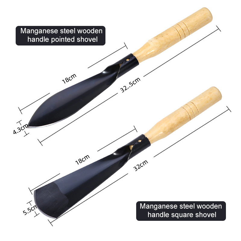 Stainless steel spade with wooden handle – garden tool for hard soils