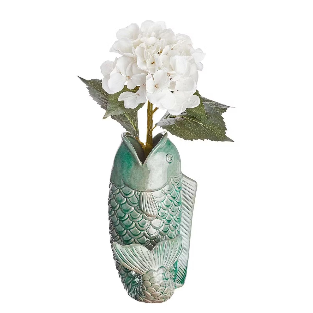 Vase in Koi-Fisch-Form aus Steingut – dekoratives Kunstobjekt