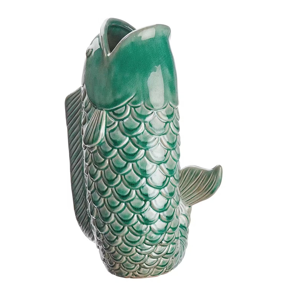 Vase in Koi-Fisch-Form aus Steingut – dekoratives Kunstobjekt