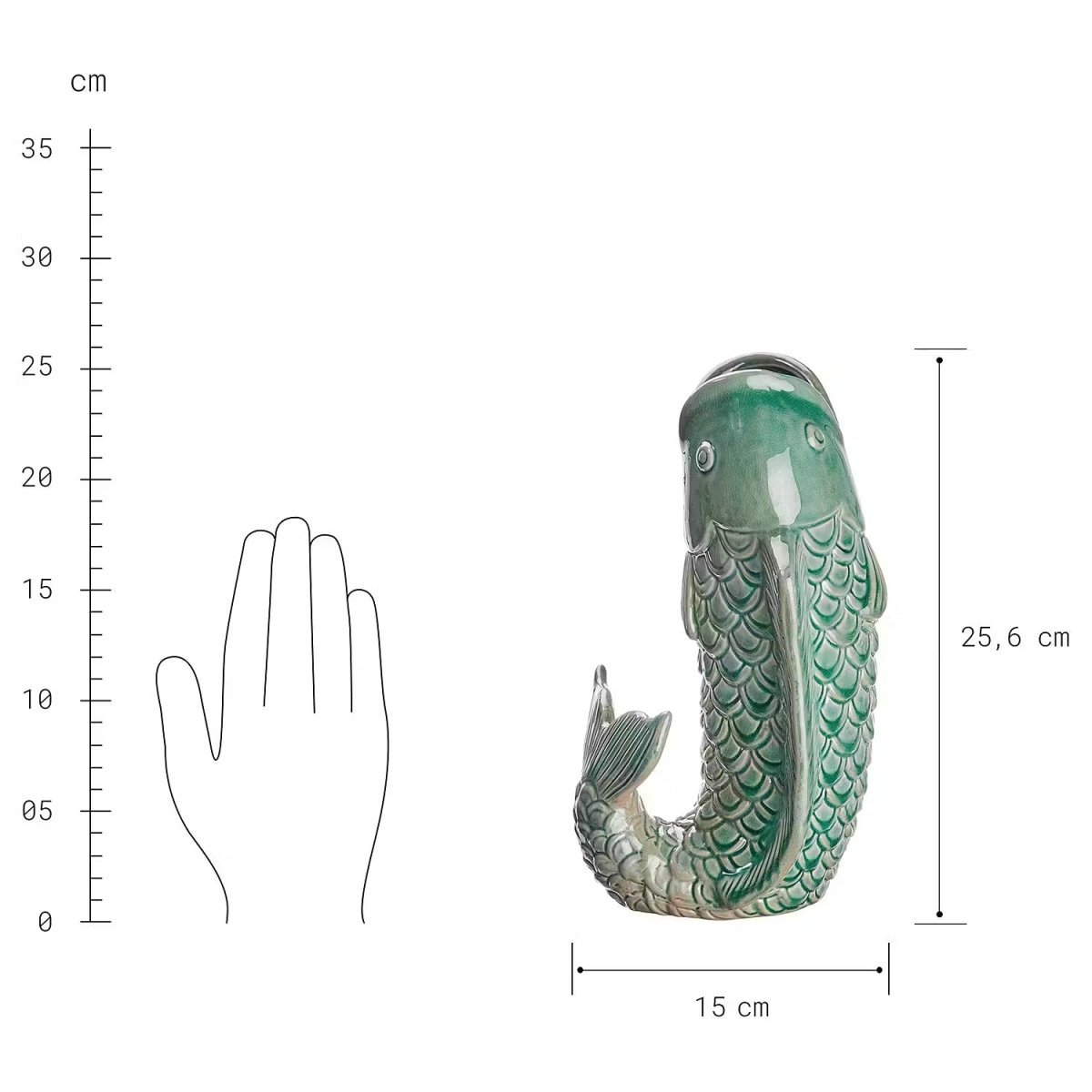 Vase in Koi-Fisch-Form aus Steingut – dekoratives Kunstobjekt