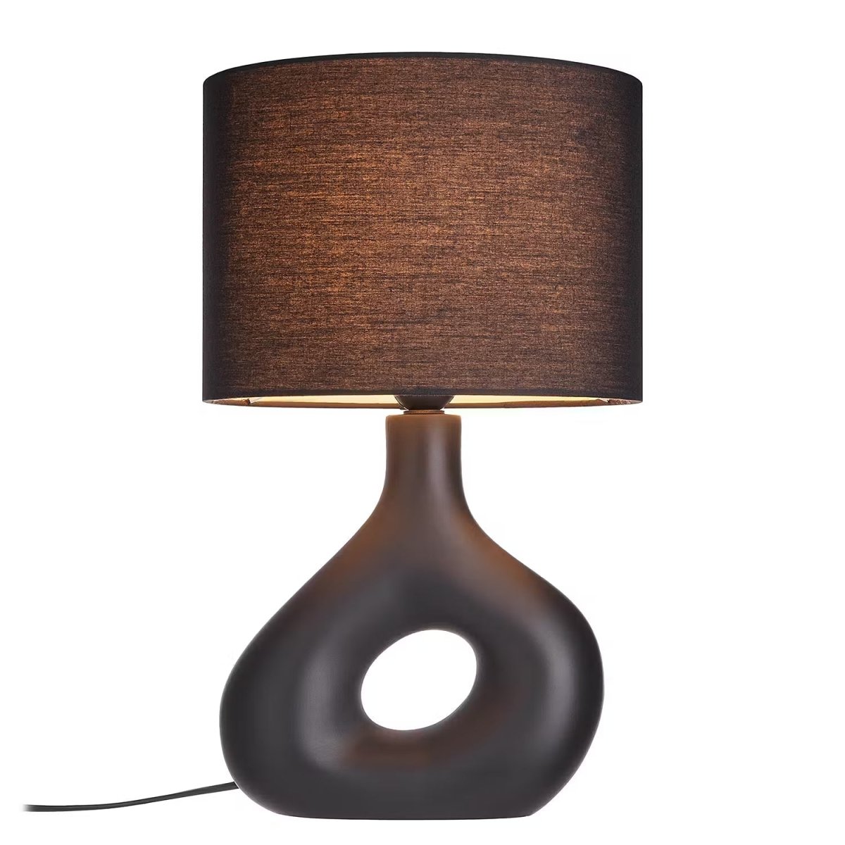 Table lamp with a ceramic base and fabric shade - Industrial design
