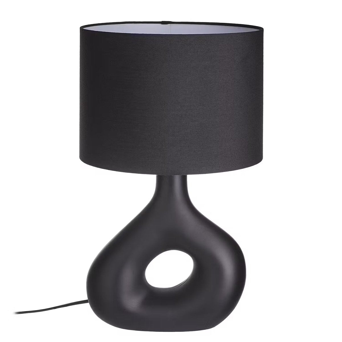 Table lamp with a ceramic base and fabric shade - Industrial design