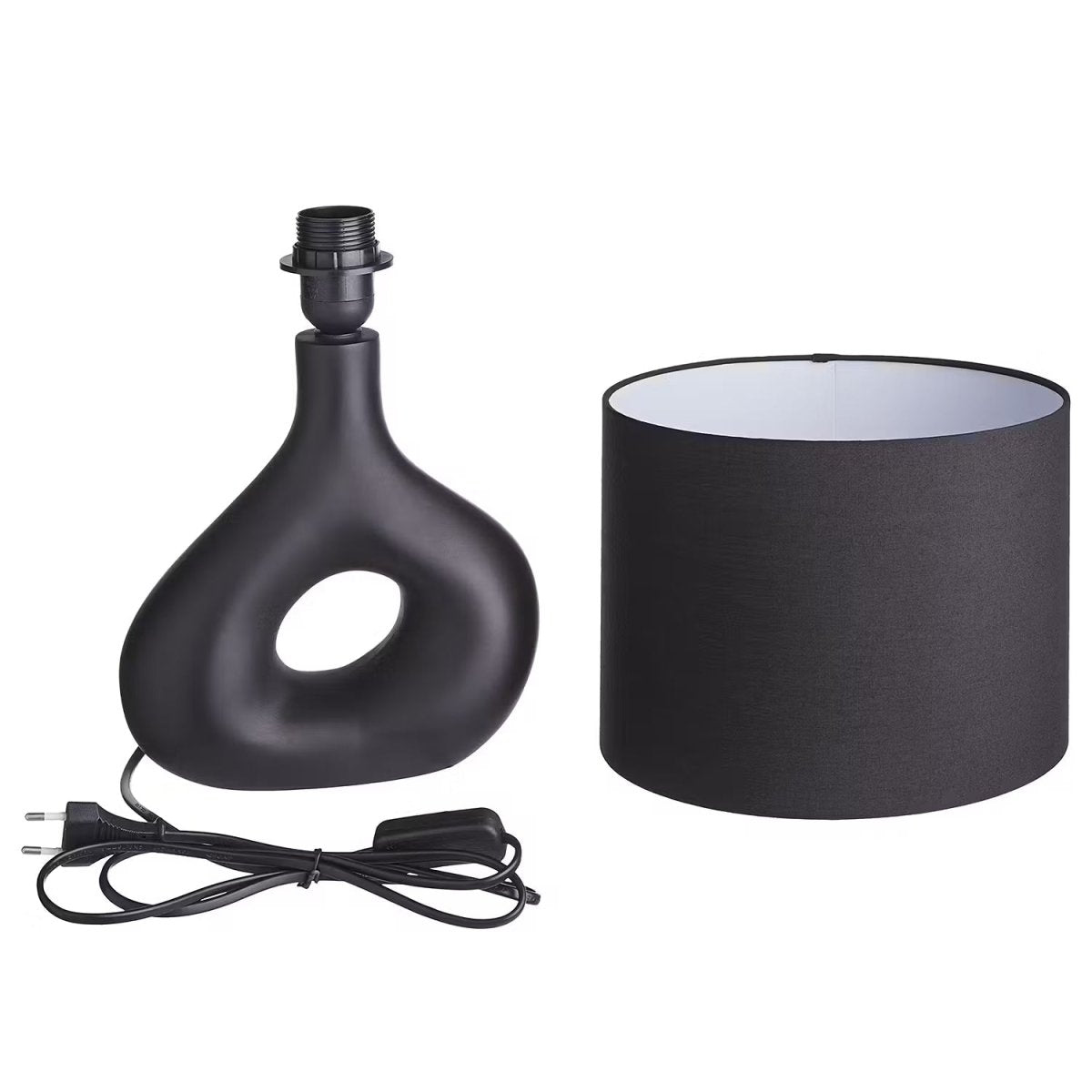 Table lamp with a ceramic base and fabric shade - Industrial design