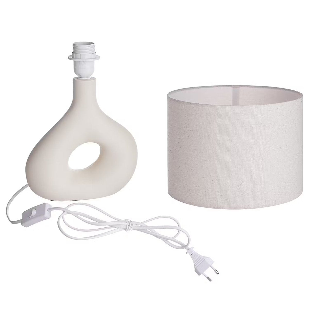Table lamp with a ceramic base and fabric shade - Industrial design