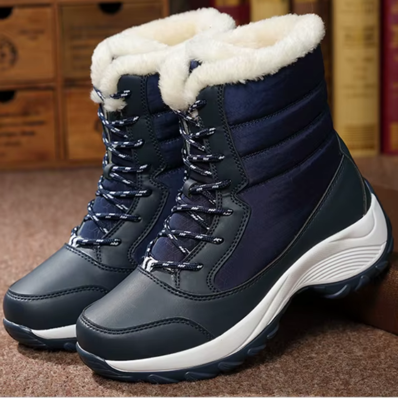 Women's waterproof winter boots with lining and non-slip soles