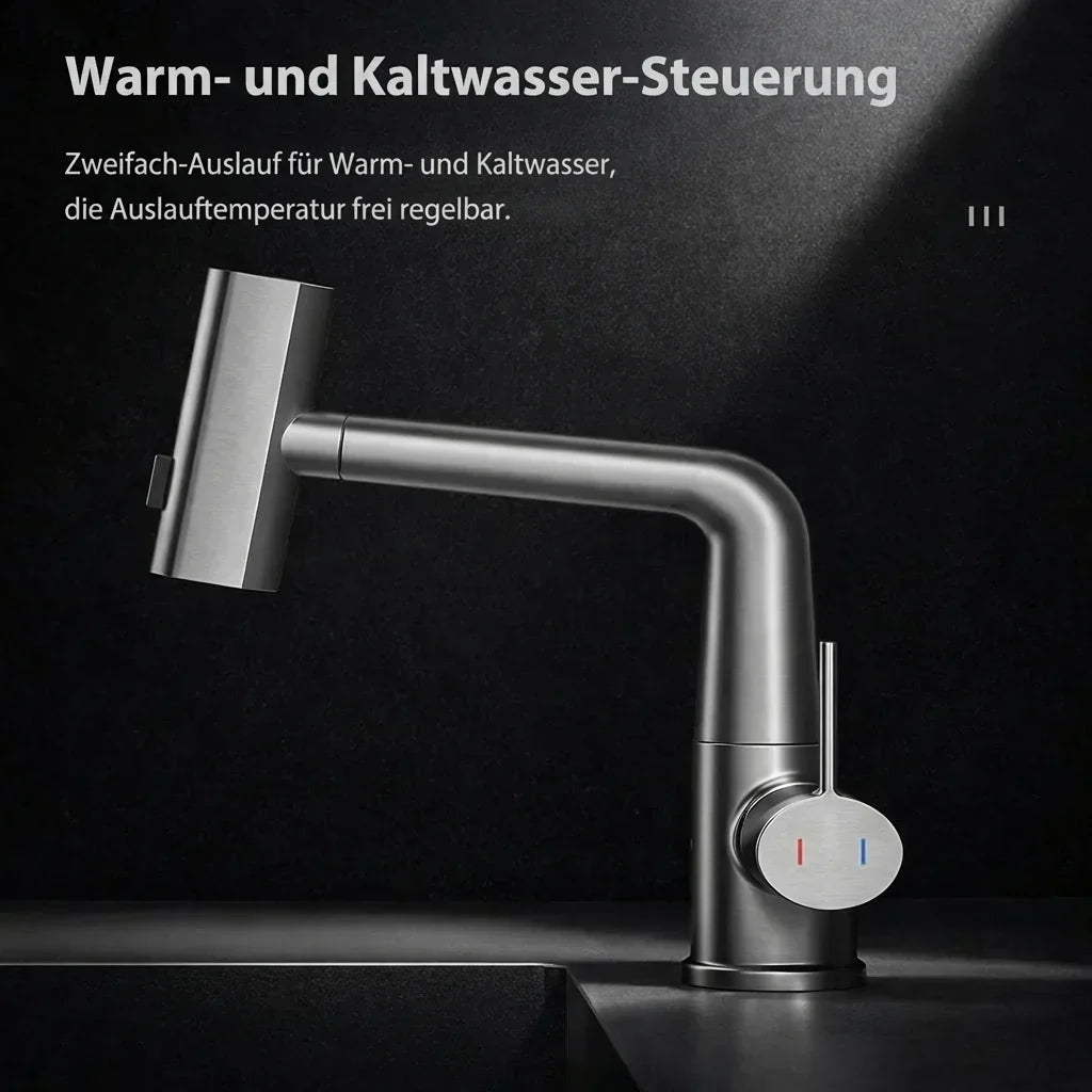 Wasserhahnaufsatz mit LED-Temperaturanzeige und 5 Strahlarten
