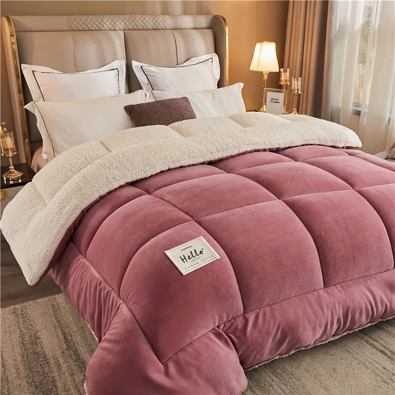 Quilted winter duvet with checked pattern – three-layered and warm