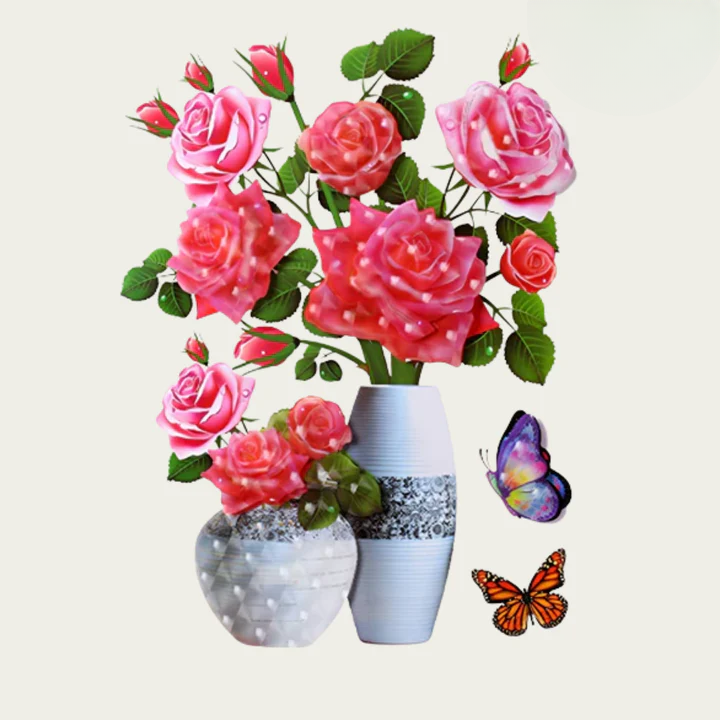 Blumen-Wandsticker mit Schmetterlingen – Selbstklebende Raumdekoration zum Abziehen und Aufkleben product image 5