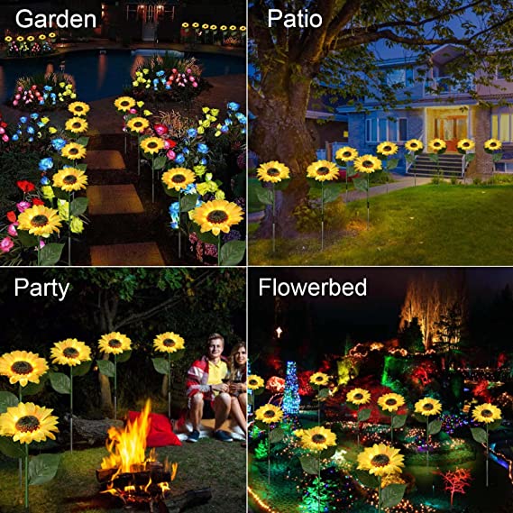 Solar Gartenleuchten Sonnenblumen Warmweiß Außenbeleuchtung Wetterfest product image 14