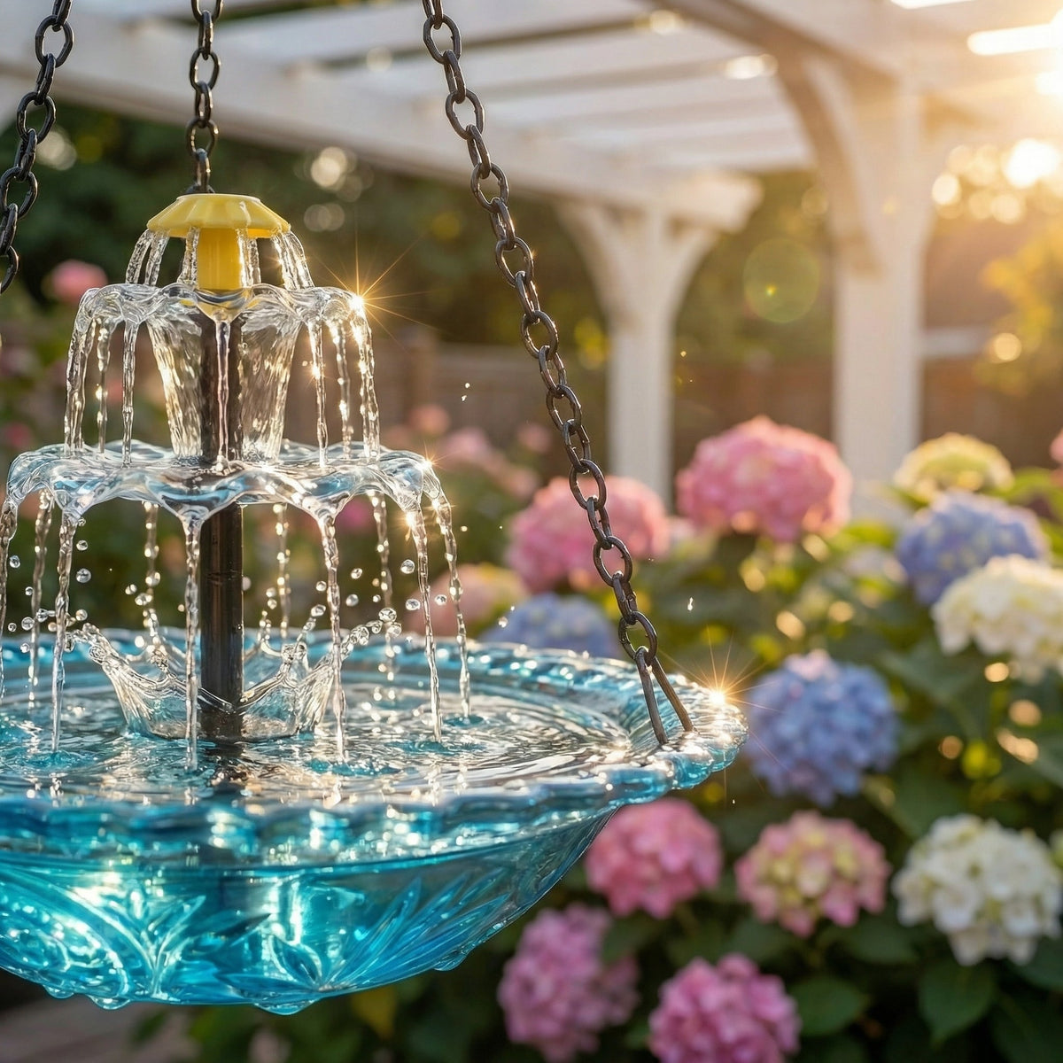 Hängender Solar Springbrunnen mit Vogeltränke – Zweistufig