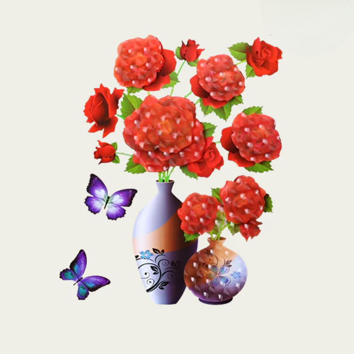 Blumen-Wandsticker mit Schmetterlingen – Selbstklebende Raumdekoration zum Abziehen und Aufkleben product image 3