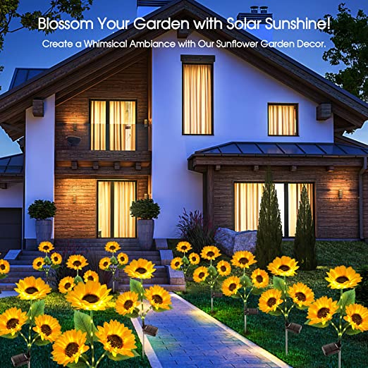 Solar Gartenleuchten Sonnenblumen Warmweiß Außenbeleuchtung Wetterfest product image 7