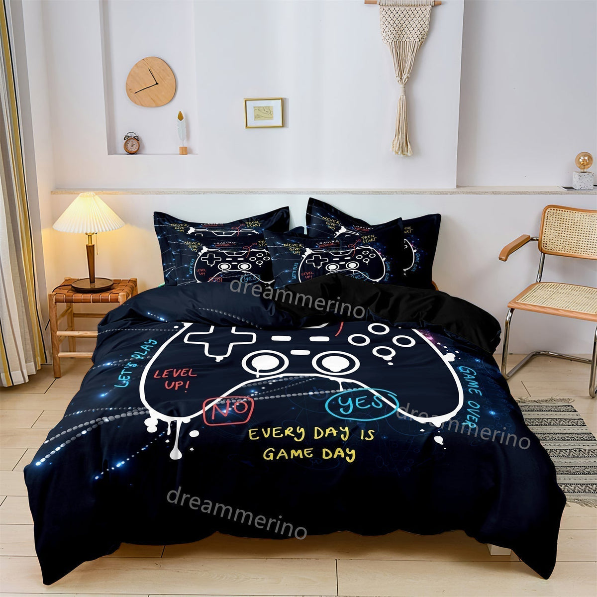 Gaming bedding for children with controller design