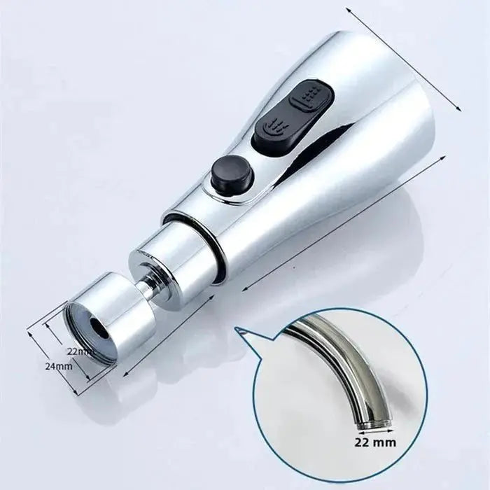 360° Wasserhahn Aufsatz dimensions showing 22mm and 24mm connection sizes