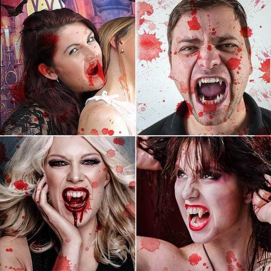 Klappbare Vampirzähne für Halloween – Ausklappbar mit Zungenhebel