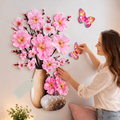 Blumen-Wandsticker mit Schmetterlingen – Selbstklebende Raumdekoration zum Abziehen und Aufkleben product image 1