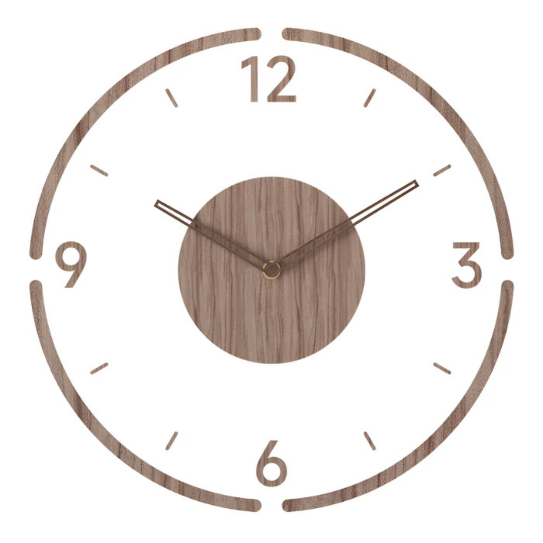 Lautlose Wanduhr aus Acryl und Holz – Modernes Wohnzimmer-Design