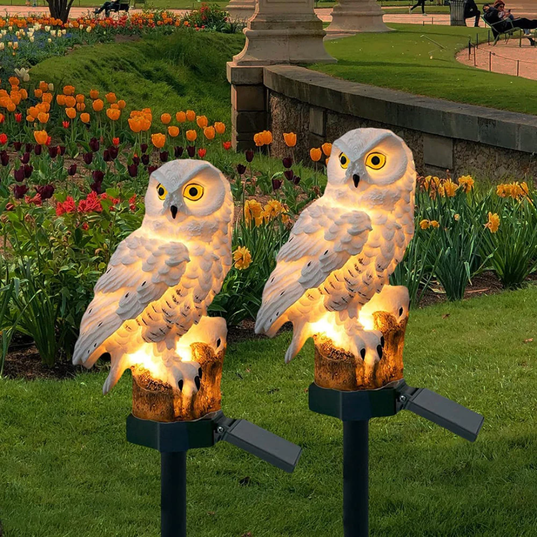 Solar garden owl lamp - decorative LED light for outdoor use