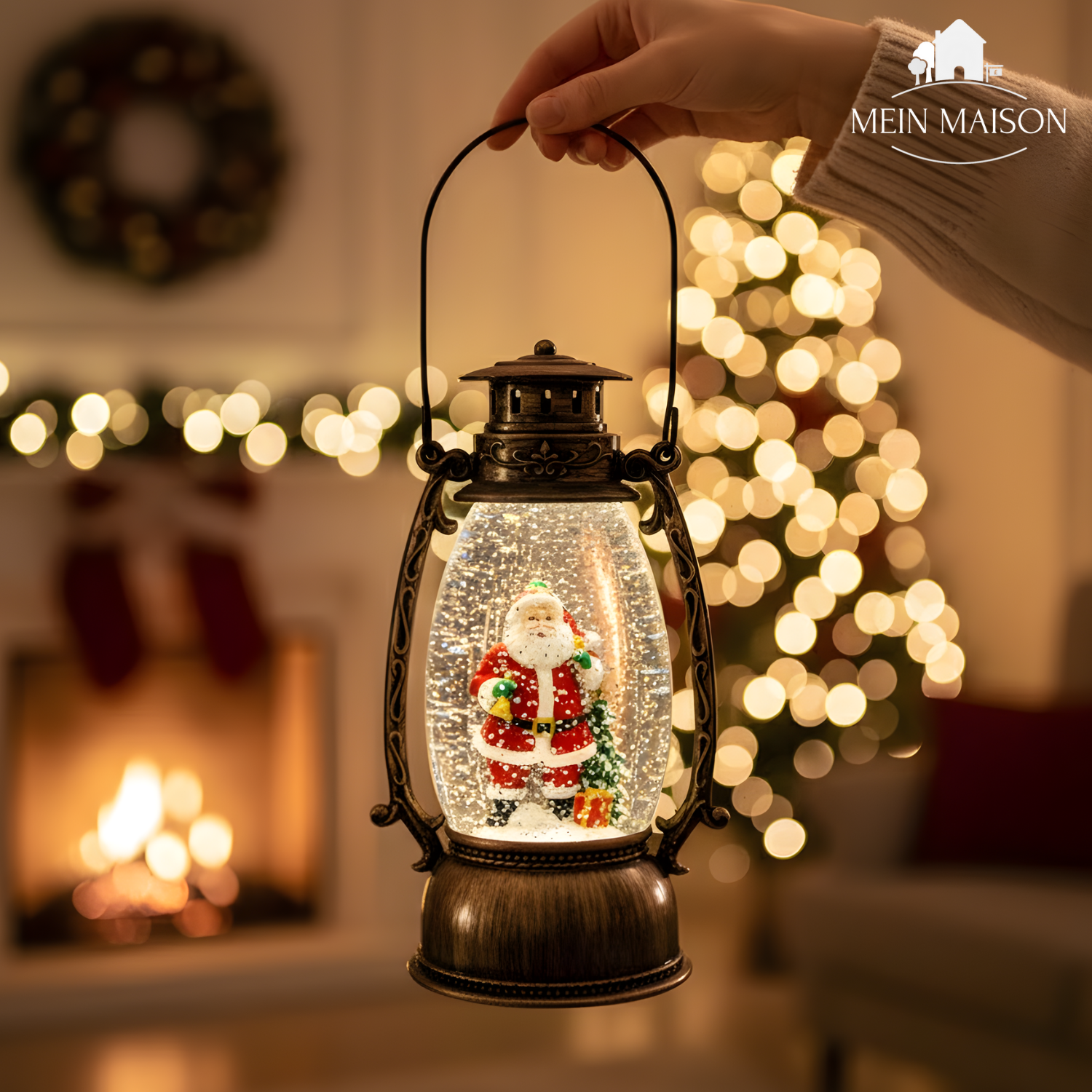 Weihnachts-Schneekugel mit Spieluhr, LED-Licht und Schneefall