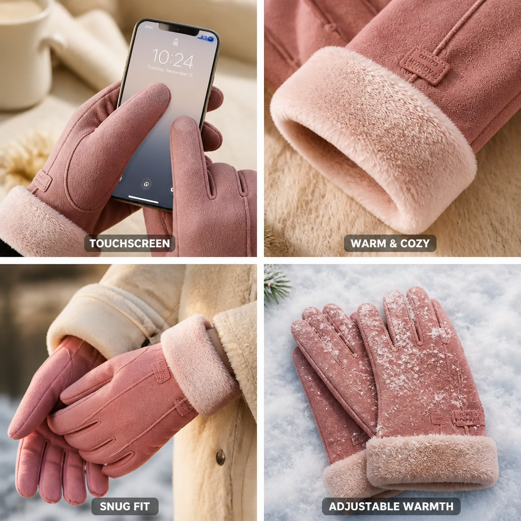 Heated women's gloves with touchscreen functionality and adjustable heat