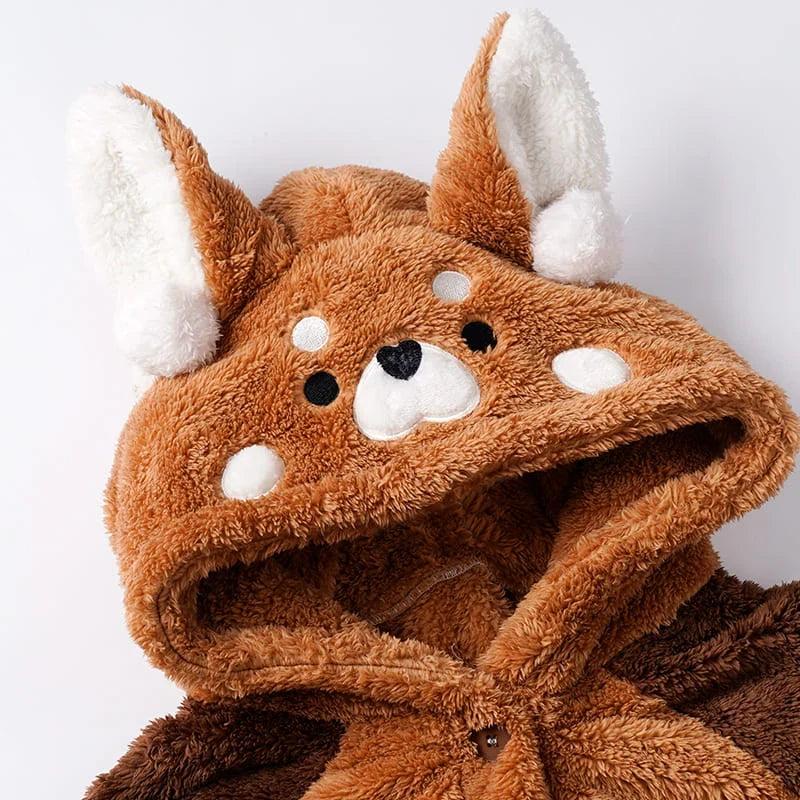 Cozy hooded bathrobe with detachable tail made of polyester