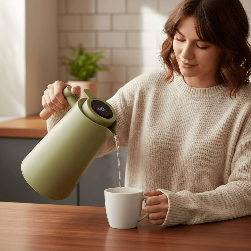 Edelstahl Thermoskanne 1 Liter – auslaufsicher und doppelwandig