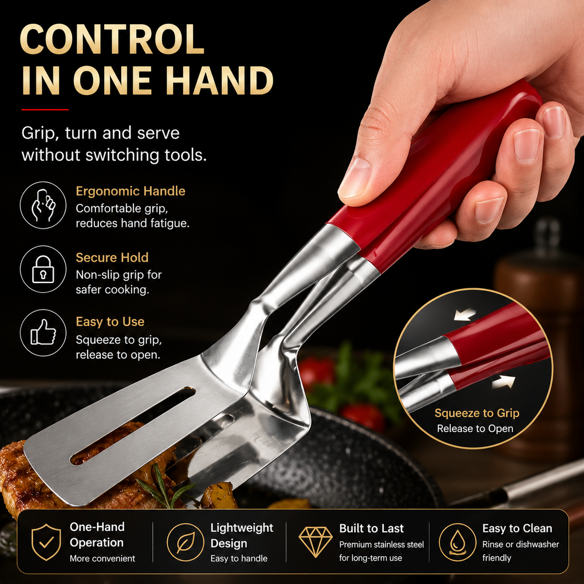 2-in-1 Spatula Tongs – Flip and Grab with One Tool