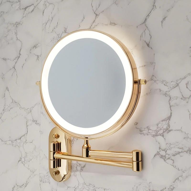 LED makeup mirror with magnification and lighting, rechargeable