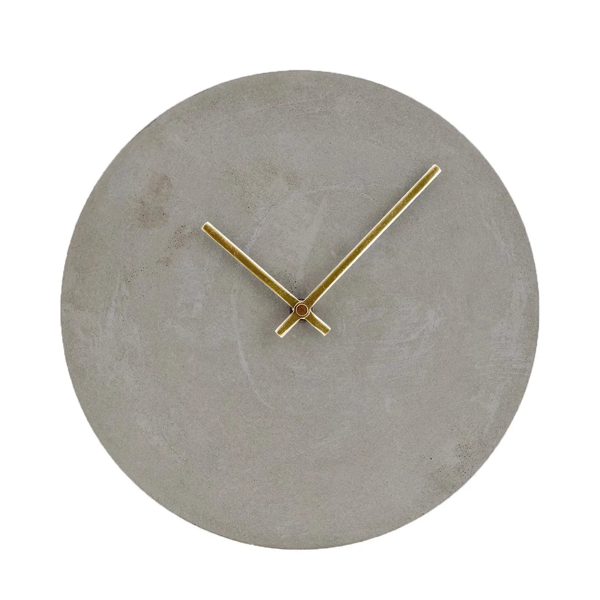 Minimalistische Wanduhr aus Beton mit Messingzeigern – skandinavisches Design