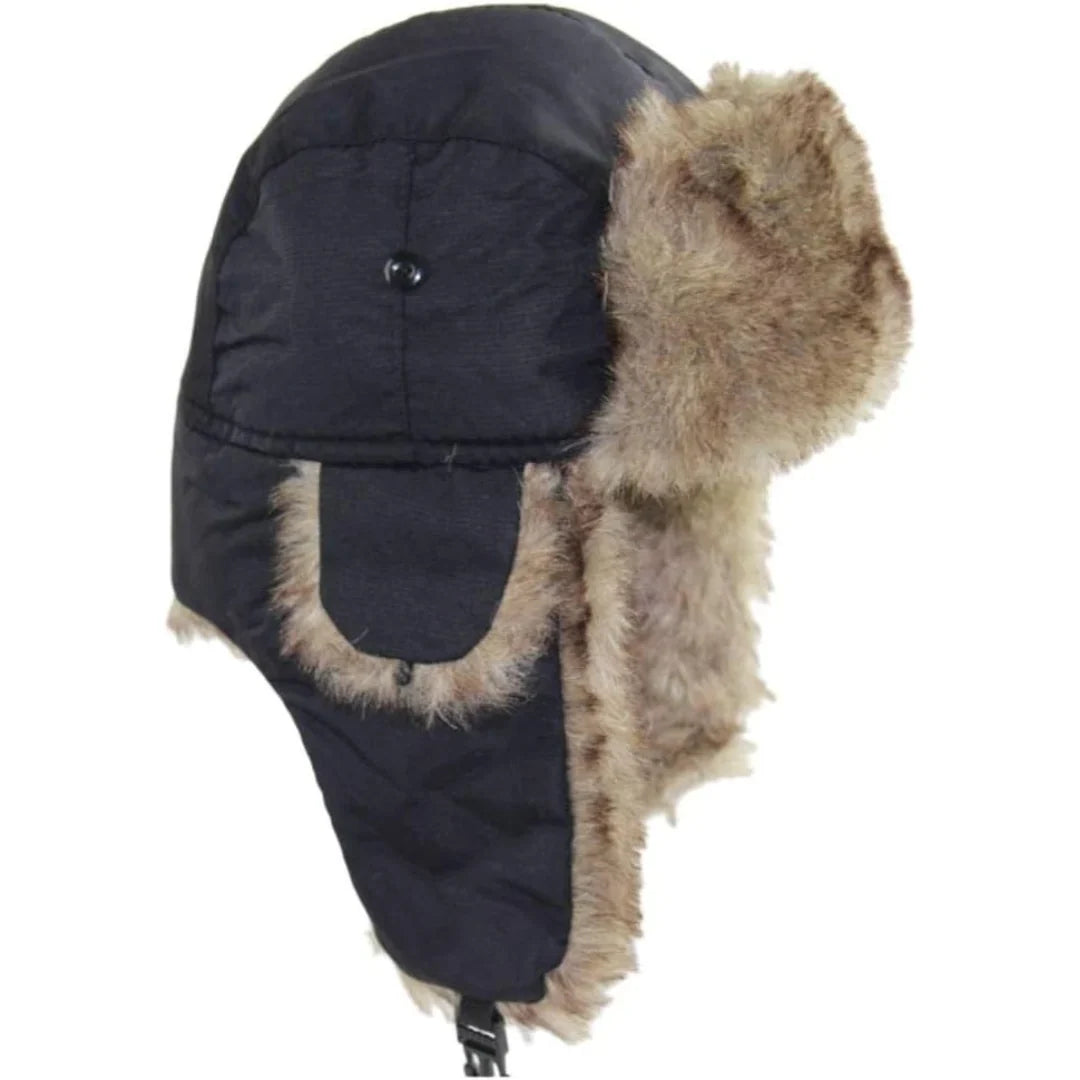 Trapper hat with faux fur lining - windproof and water-repellent