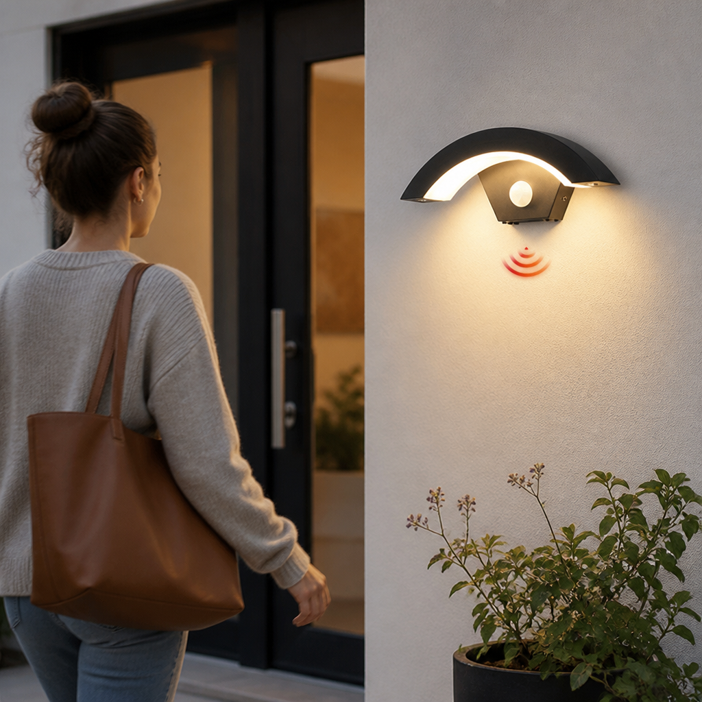 LED Außenwandleuchte mit Bewegungssensor – warmweißes Licht