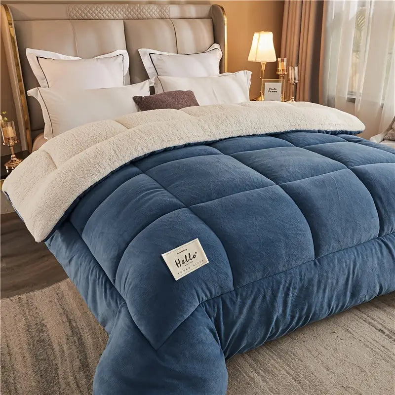 Quilted winter duvet with checked pattern – three-layered and warm