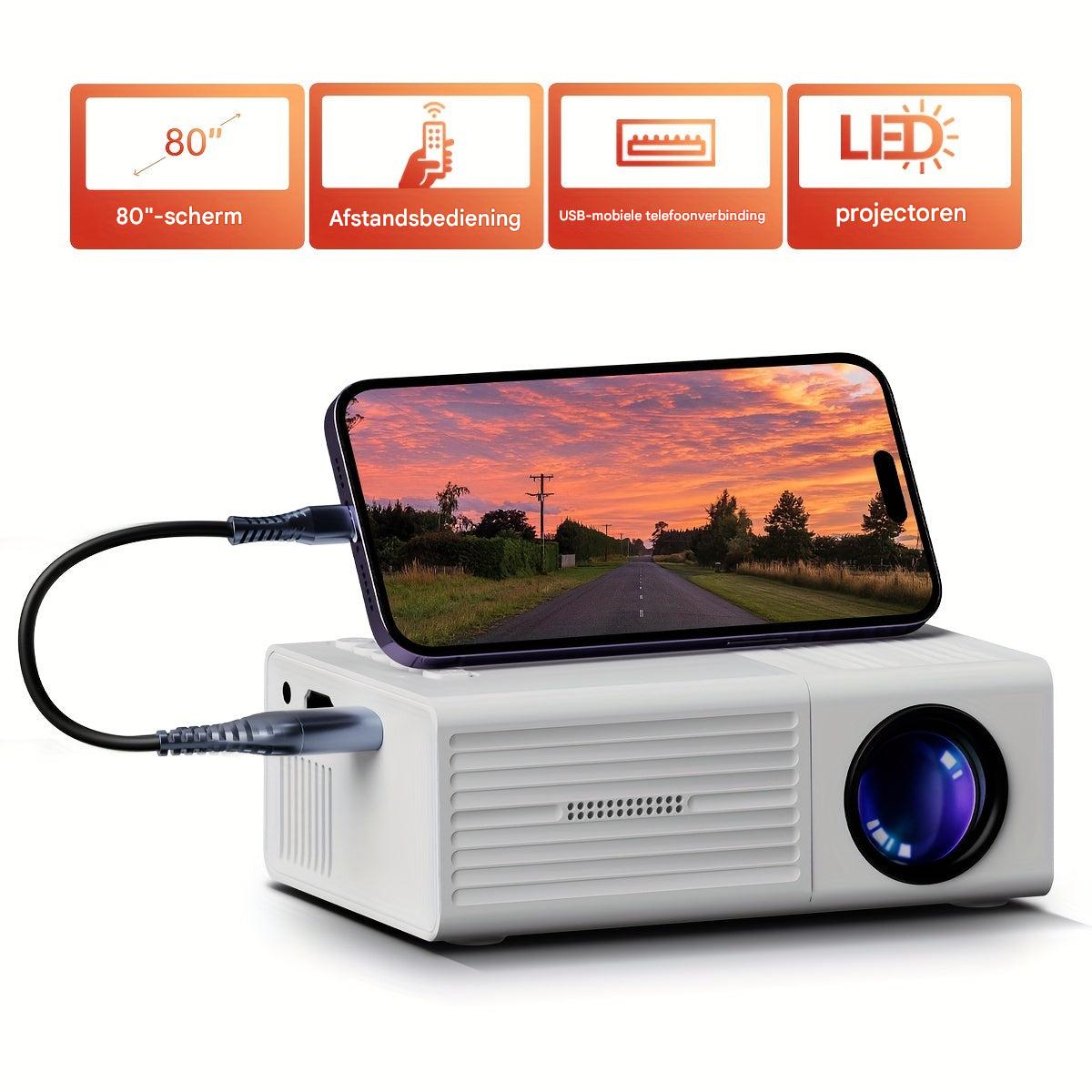 Mini Beamer tragbar 3000 Lumen – HDMI USB Projektor für Heimkino