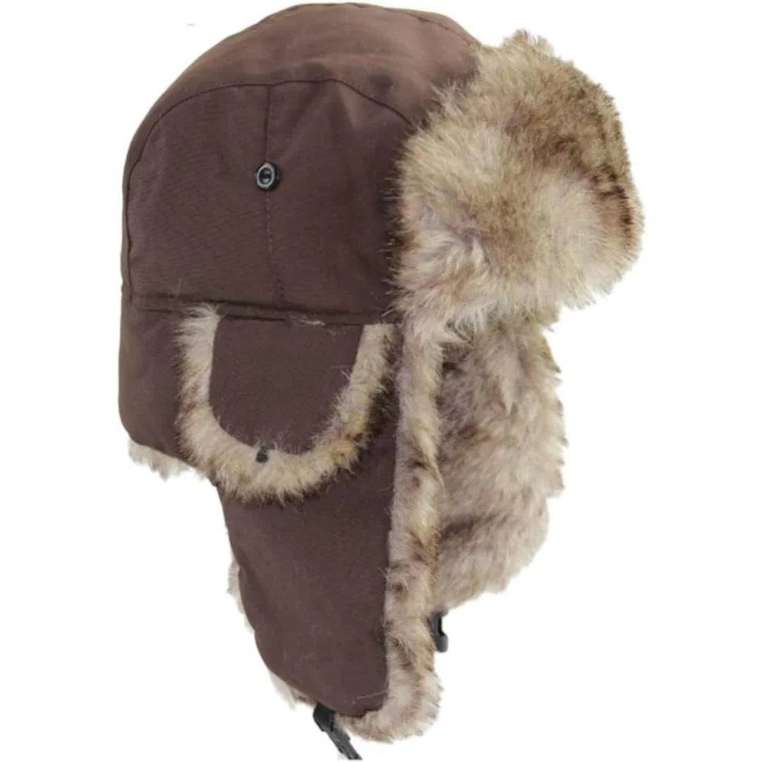 Trapper hat with faux fur lining - windproof and water-repellent