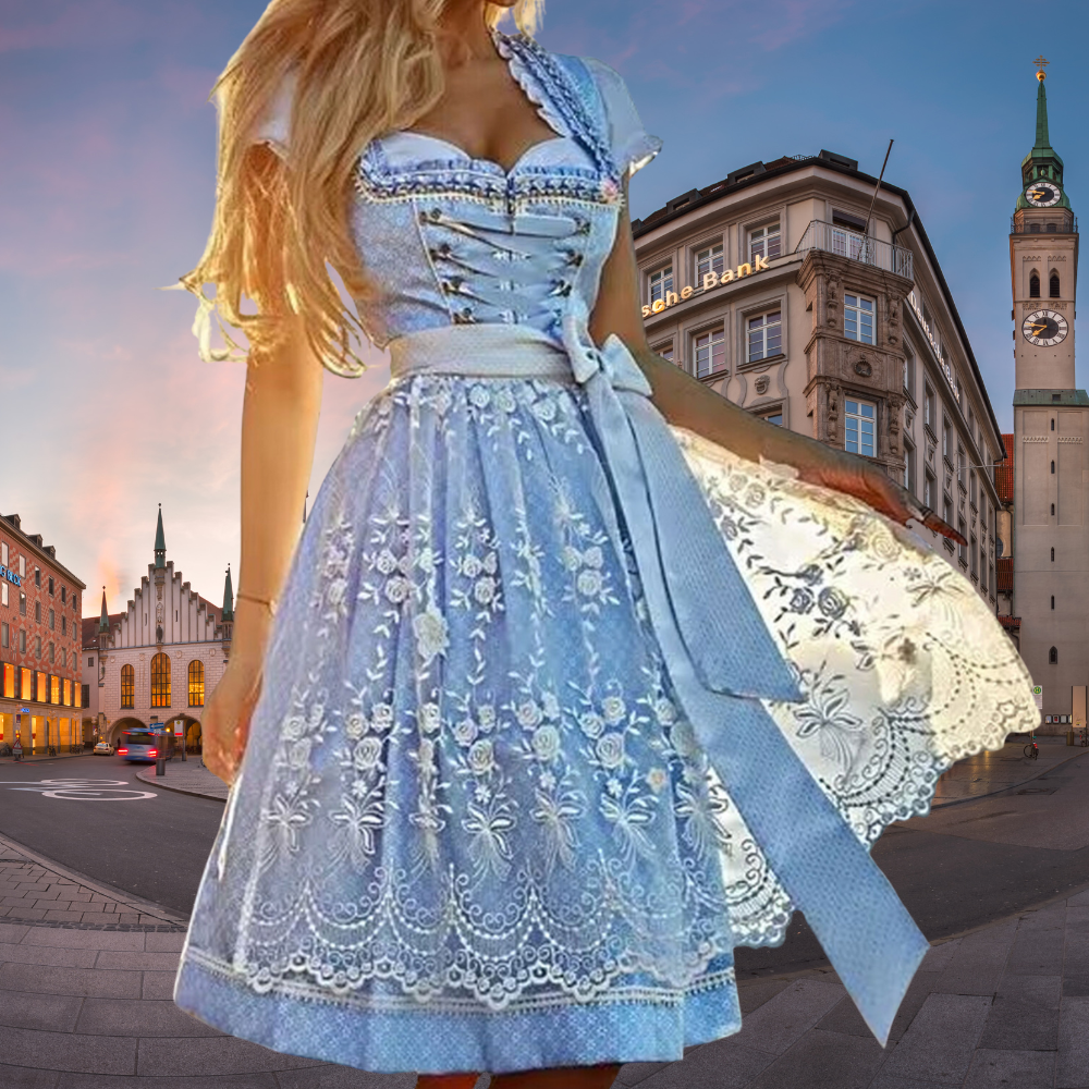 with corset bodice and midi skirt – 2-piece set with apron
