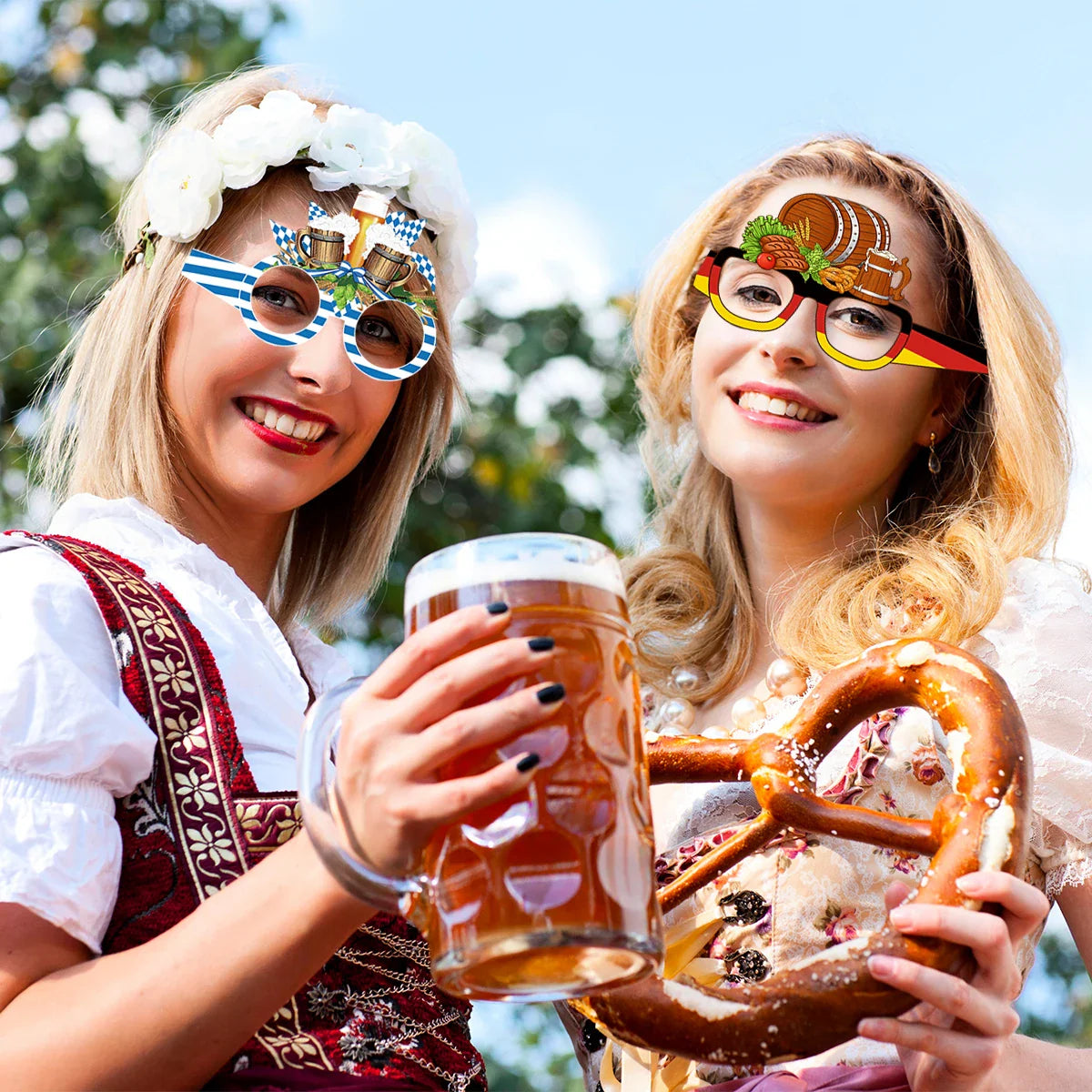 Oktoberfest Fotobrillen Set – 12 bunte Papier-Fotorequisiten