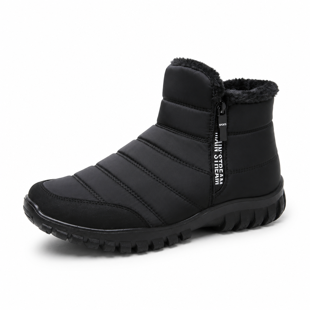 Waterproof winter ankle boots with platform sole and zipper
